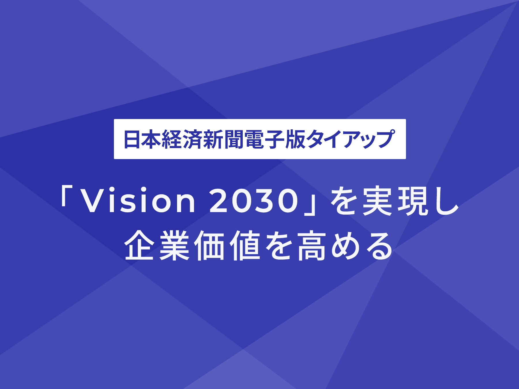 日本経済新聞電子版タイアップ 「Vision 2030」を実現し企業価値を高める