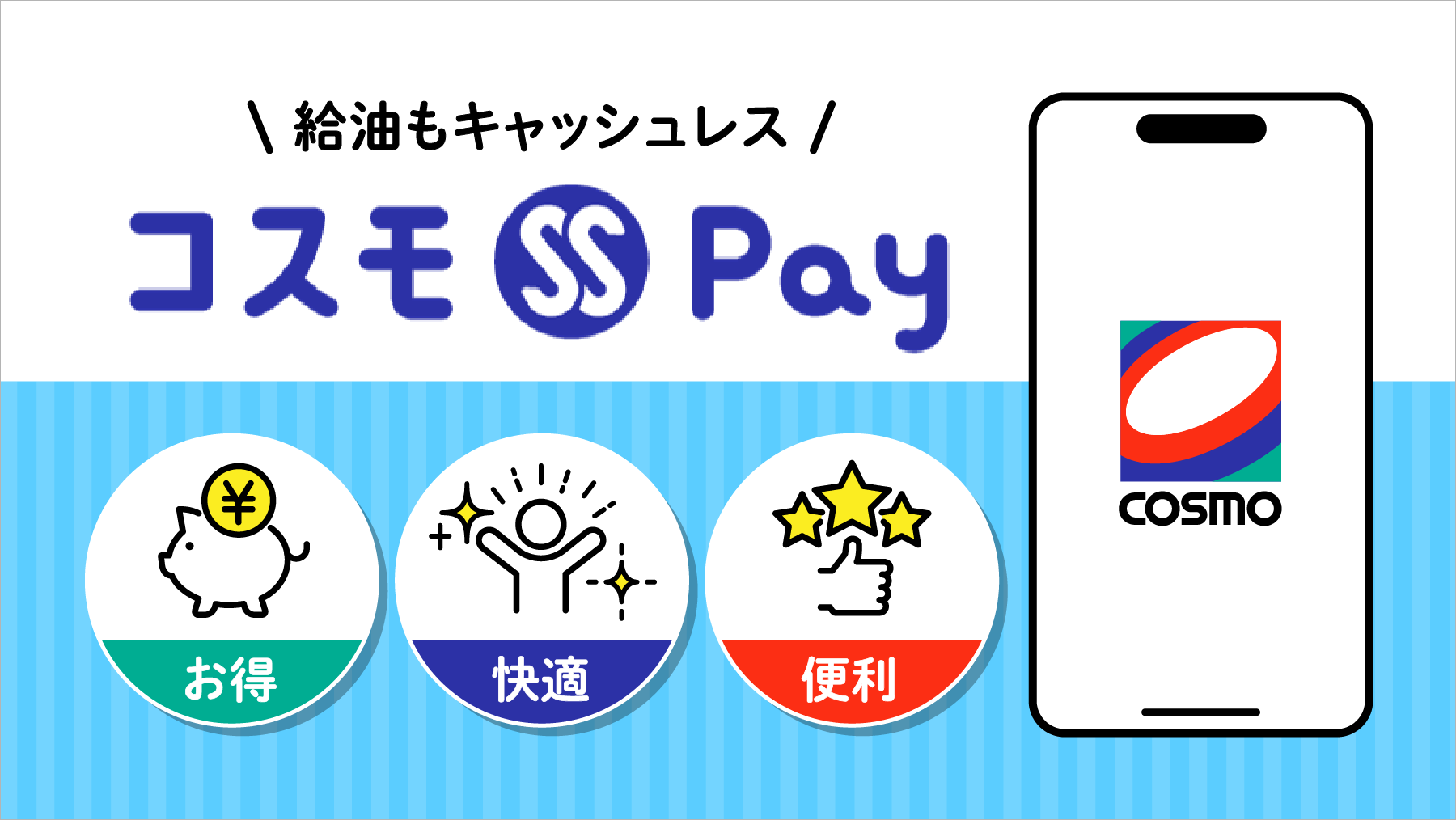 コスモSS Pay　給油もキャッシュレス　おトク・快適・便利