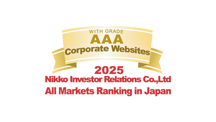 WITH GRADE AAA Corporate Websites 2025 Nikko Investor Relations Co.,Ltd. Ranking in all listed companies in Japan